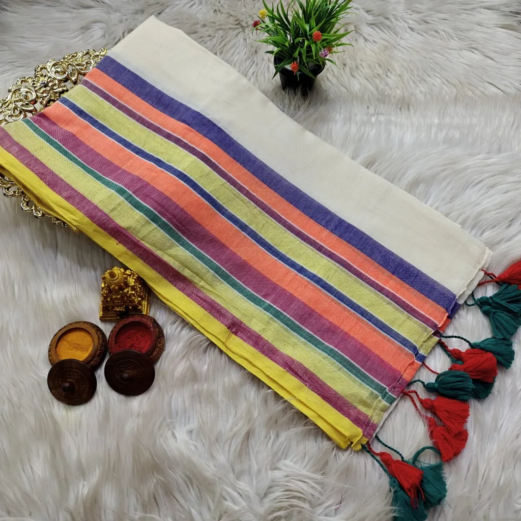 Yellow with orange line – LAUNCHING OFFER  | New Arrival | Harshal Textiles