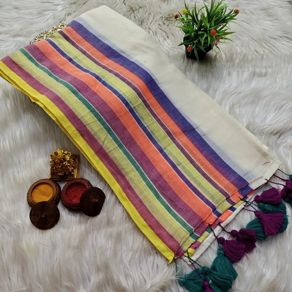 Orange with yellow line – LAUNCHING OFFER  | Harshal Textiles
